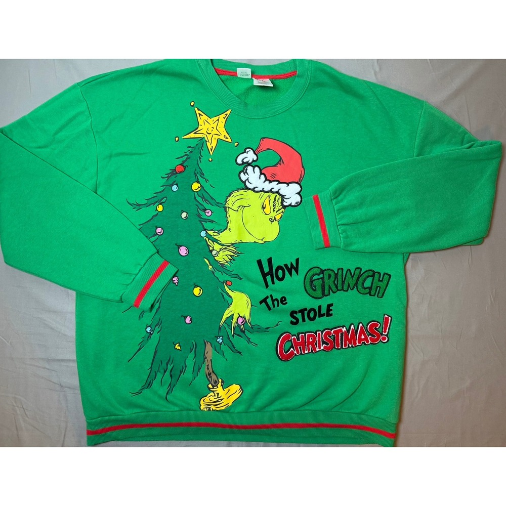 Dr Seuss The Grinch Stole Christmas Sweatshirt Green XXL Holiday